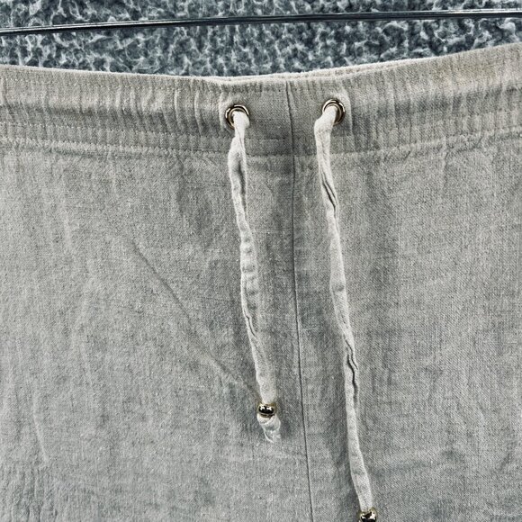 St John Sport Pants Womens Large Beige Linen‎ Blend Drawstring Casual Made USA - Picture 3 of 13
